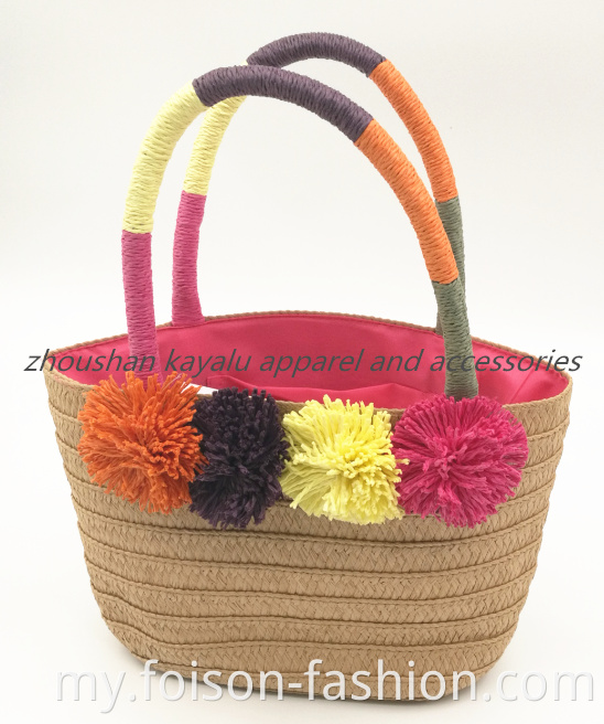 Hot Sell Simple Kids Beach Bag Straw Bag1